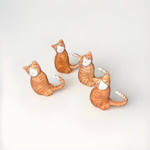 Vintage Orange Tabby Cat Napkin Rings Fine Bone China Made In Philippines Cat